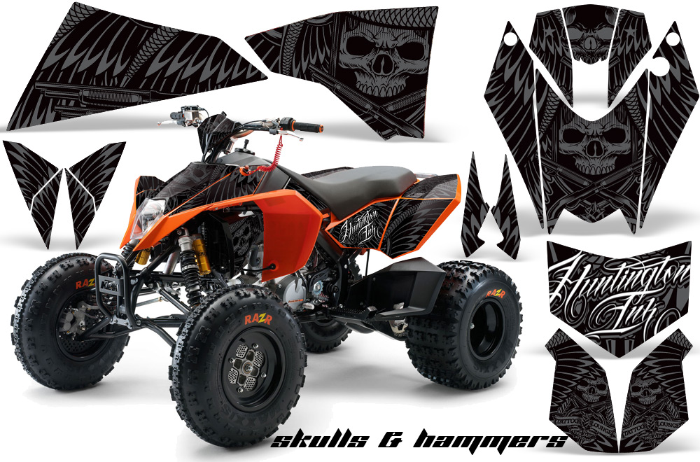 KTM 525 XC 08 Graphics Kit SKULLS&HAMMERS-SILVER